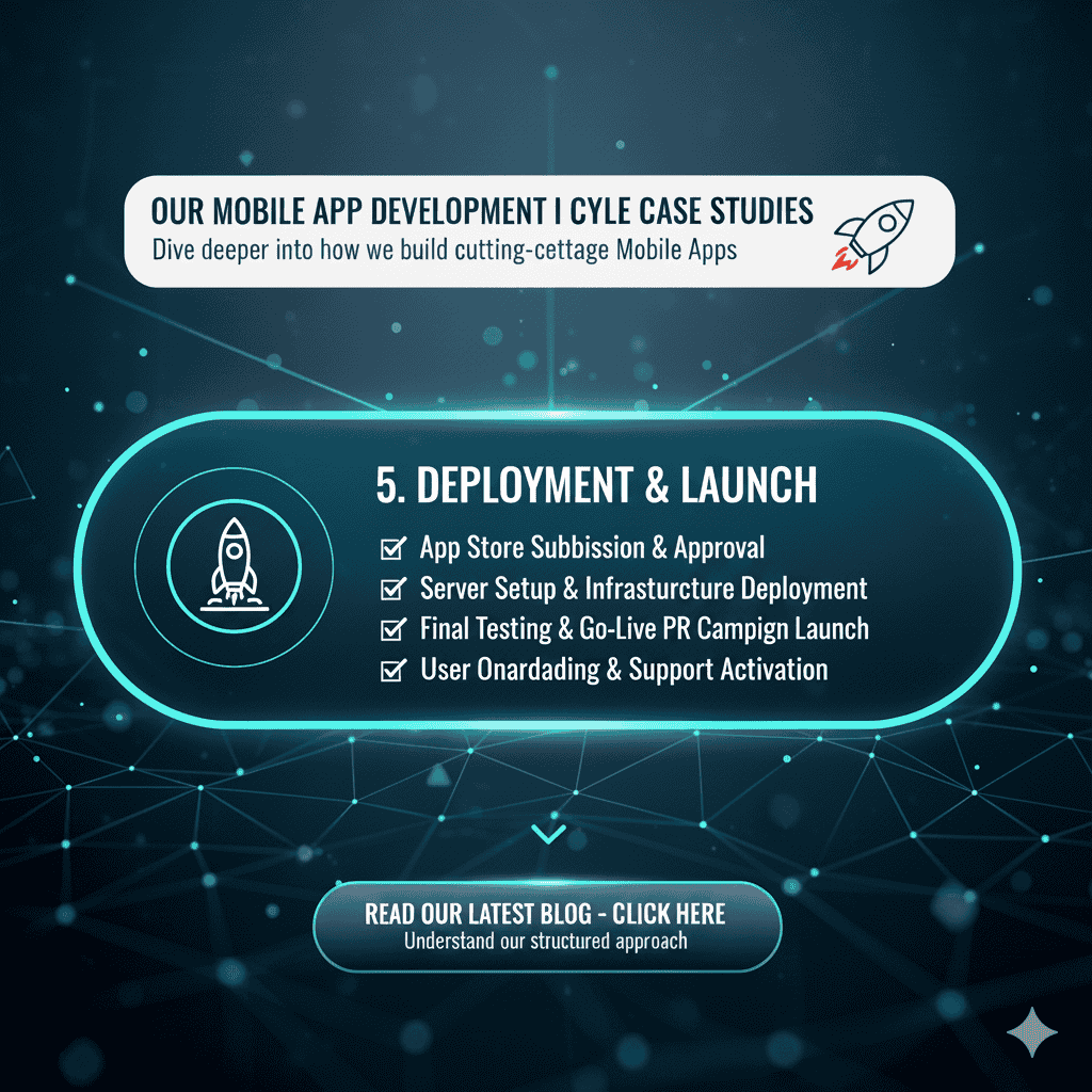 Mobile app deployment and launch services for iOS and Android applications with seamless release
