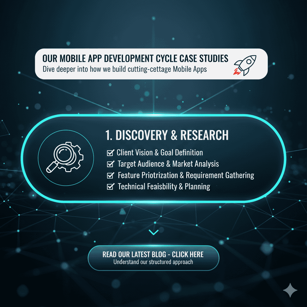 Discovery and research phase for mobile app development to define requirements and strategy.