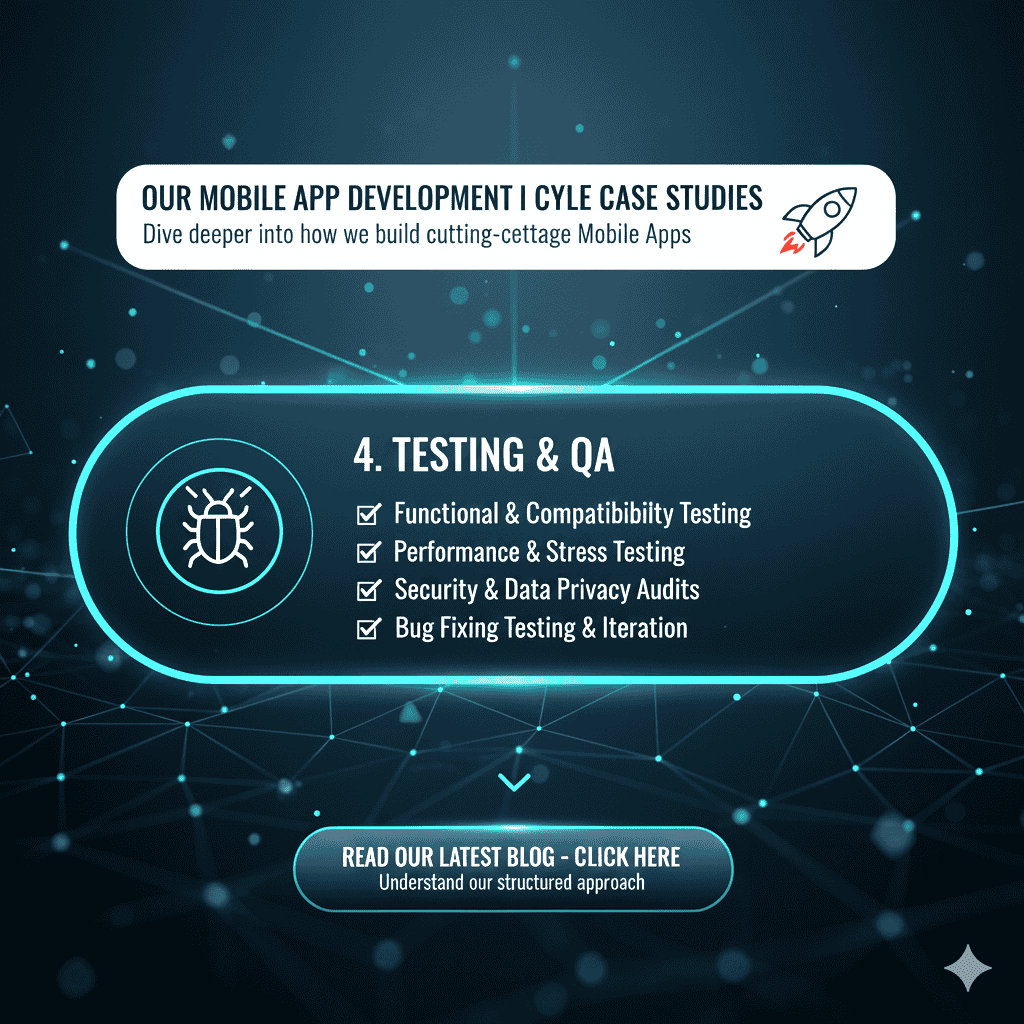 Mobile app testing and QA services to ensure bug-free, secure, and high-performance applications.