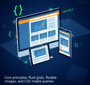 a highly detailed, photorealistic illustration of a responsive web design concept, featuring a laptop and a smartphone side-by-side, displaying the same webpage that seamlessly adapts to the different screen sizes. The laptop screen showcases the webpage in full desktop layout, while the smartphone screen displays the same content in a mobile-friendly, condensed format. The background is a soft, gradient-based environment, evoking a sense of digital sophistication. The lighting is natural and slightly directional, casting subtle shadows and highlighting the smooth textures of the devices. The overall composition is balanced and visually striking, emphasizing the importance of responsive design in the modern web landscape.
