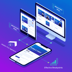 A mobile device display showing a mobile-first web design, with a clean and minimalist user interface. The screen showcases a responsive layout that adapts seamlessly to the device's smaller dimensions. The design features ample white space, intuitive navigation, and visually striking content elements. Warm, natural lighting illuminates the scene, creating a calming and inviting atmosphere. The camera angle is slightly elevated, capturing the display at an eye-level perspective, emphasizing the user's hands interacting with the touchscreen. The background is blurred, ensuring the mobile device and its design are the focal point of the image.