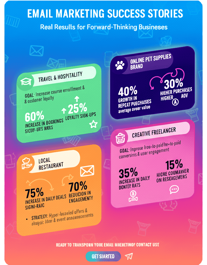 Email marketing for travel and hospitality industry showcasing personalized travel offers, guest engagement, and automated booking campaigns.