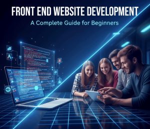 Beginner-friendly front end website development concept showing a modern responsive interface layout with clean UI elements