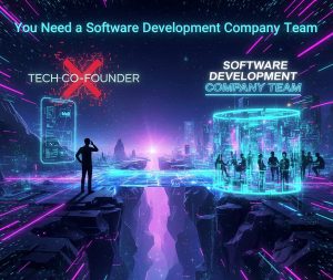 Software development company team collaborating to build scalable digital products without a tech co-founder