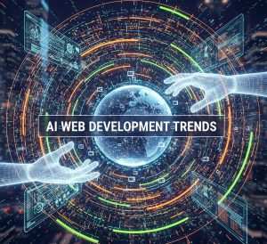 Infographic displaying the top 2026 AI web development trends, including autonomous coding agents and generative UI
