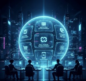 Representation of web development service types: ecommerce, SEO, UX, headless CMS