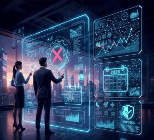 A professional, high-stakes business meeting scene focused on a software development partner feasibility review. In the foreground, a diverse group of three business professionals, dressed in formal business attire, are engaged in a discussion, pointing at a digital presentation displaying key metrics and charts on a large screen. The middle layer features an elegant conference table with laptops and notepads, suggesting an intense brainstorming session. The background shows large windows with a cityscape view, symbolizing the fast-paced technology landscape of 2026. Soft, natural lighting pours in, creating a collaborative atmosphere, while a lens focus on the individuals conveys the importance of their conversation for making the right development partner choice. The company name Webo 360 Solutions and is subtly integrated into the digital presentation.