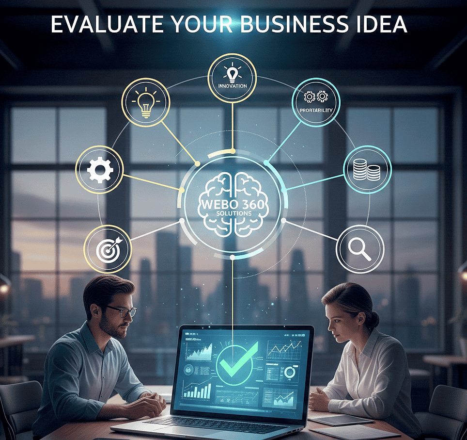 Webo 360 Solutions helping entrepreneurs evaluate a business idea with validation, market research, and MVP development