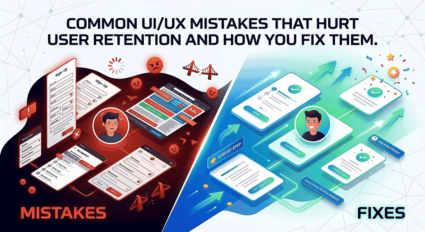 Common UI/UX mistakes that hurt user retention and how to fix them in 2026.