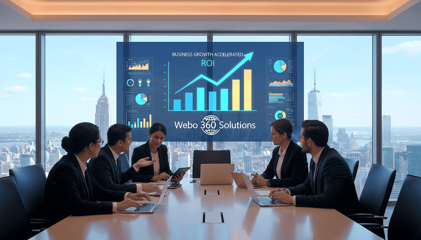 A business analytics dashboard showing measurable growth in website conversions and SEO traffic performance.