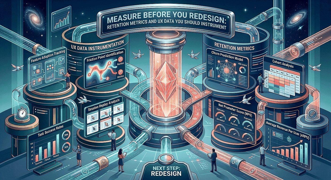 Essential retention metrics and UX data to instrument before starting a UI/UX redesign in 2026.