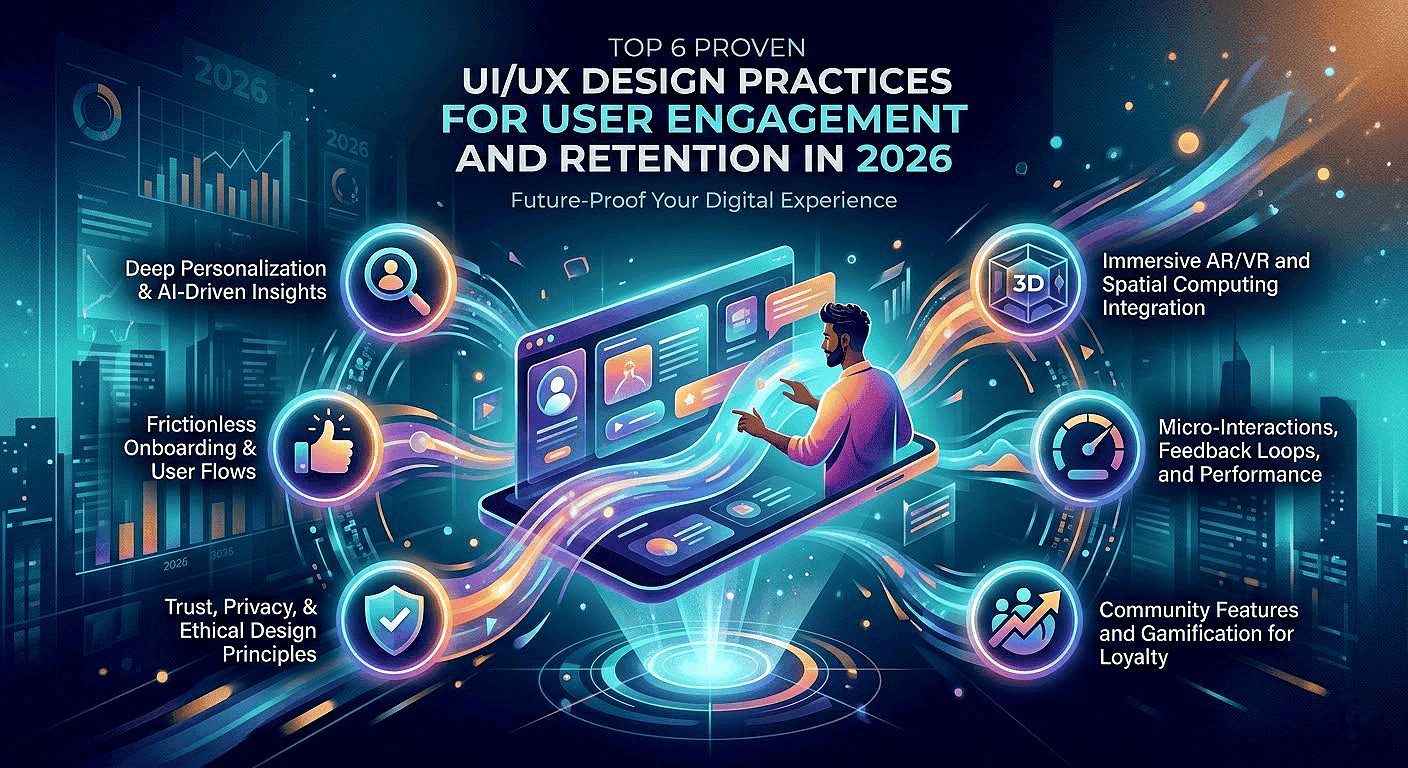 Top 6 UI/UX design practices for user engagement and retention in 2026.
