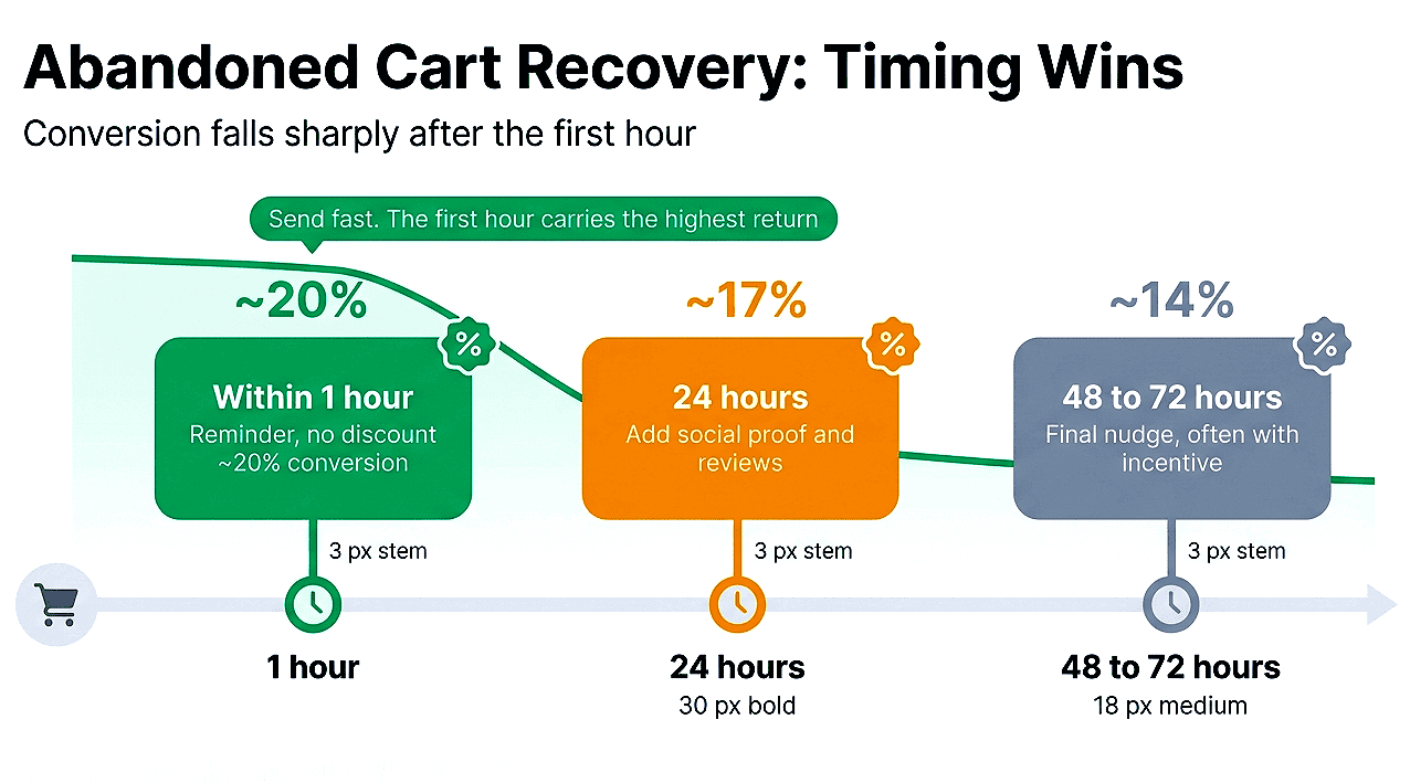 Abandoned cart recovery timing strategy using the best email marketing services to increase conversions with automated follow-up emails.