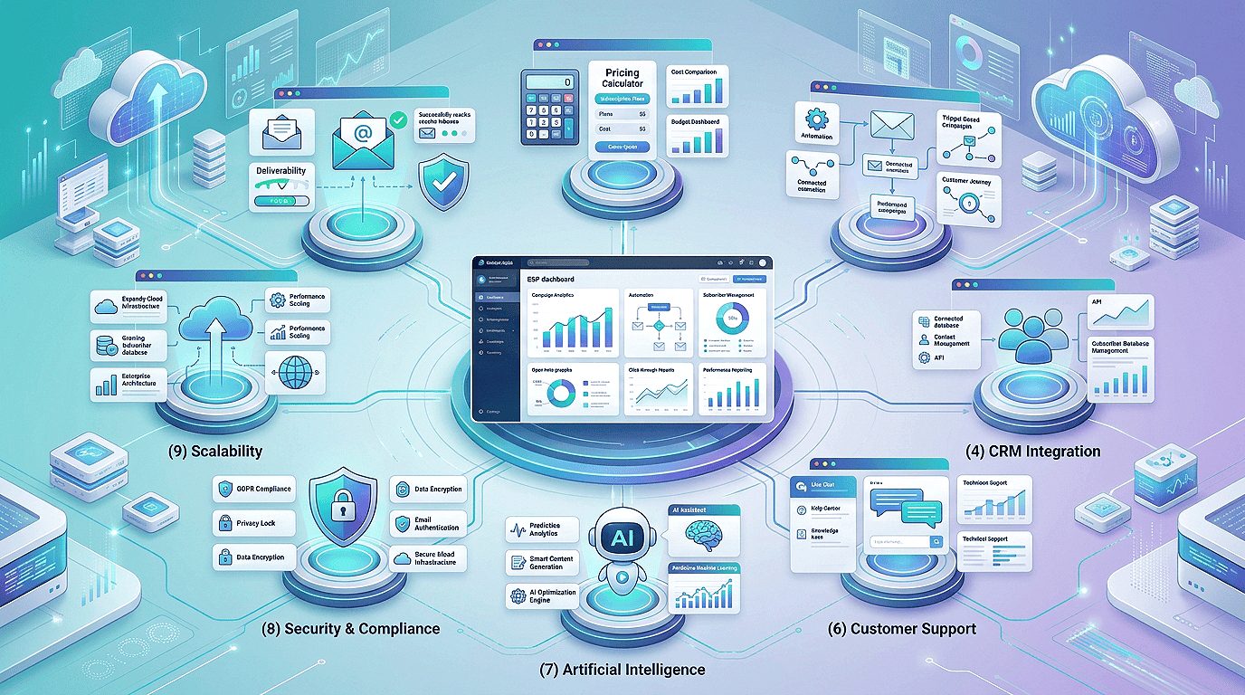 How to find the best email marketing services and email service provider (ESP) by comparing features, pricing, automation, deliverability, and business needs.