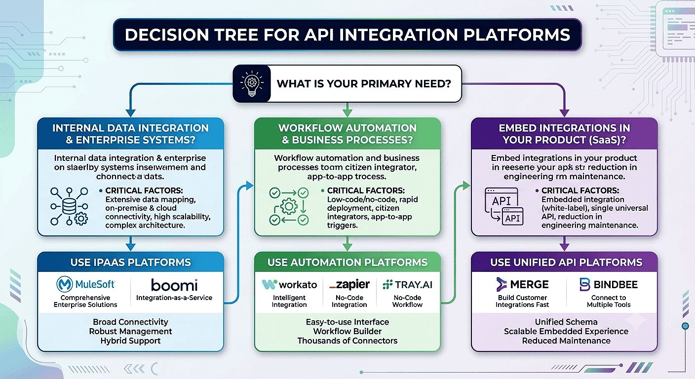 Diagram illustrating the three paradigms of when to use API integration platforms