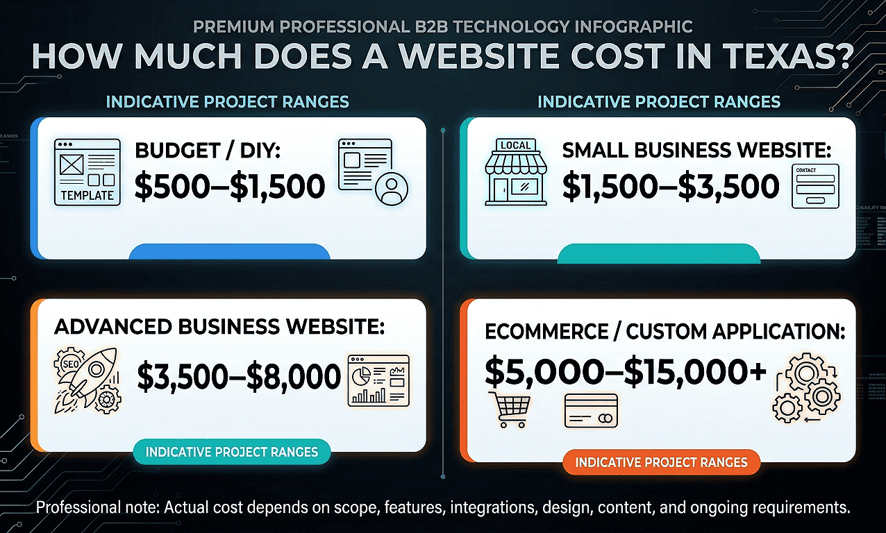 How much web development services cost in Texas